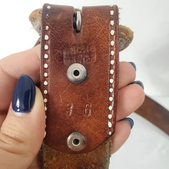Vintage Men's Brown Western Leather Belt - Picture 7 of 11